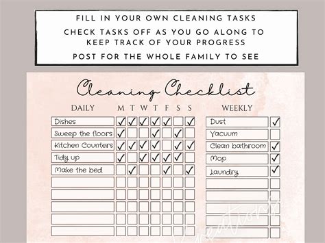 Cleaning Checklist Printable Checklist Digital Download Cleaning ...