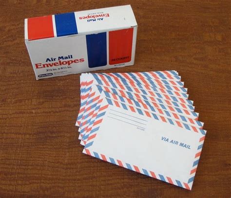 Air Mail Envelopes Vintage Box of 24 Via Air Mail Red and Blue | Etsy ...