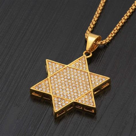 Davitu Goofan Hiphop Classic Full Drilling Six Stars Pendant Necklace