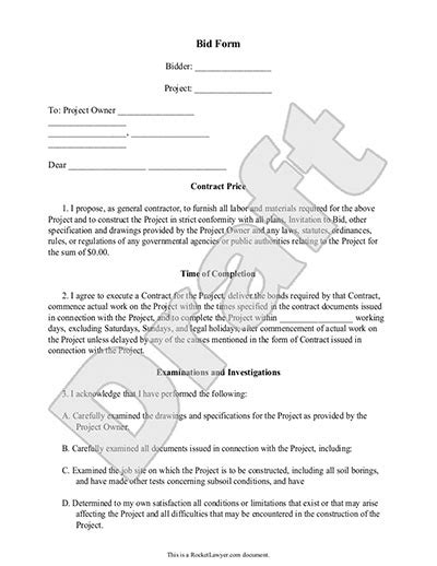 Bid Proposal Template - Free Printable Documents