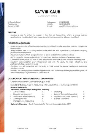 Satvir Kaur Cv Pdf