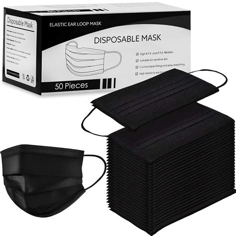 Tanness Pack Of Black Ply Safety Masks Disposable Black Face