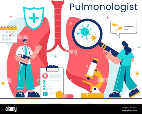 Pulmonologist Vector Illustration With Pulmonology Doctor Lungs