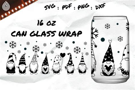 Gnomes Libbey 16oz Can Glass Wrap Graphic By Svg Holywatershop