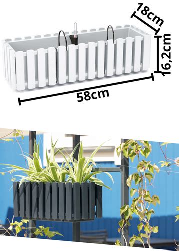 Doniczka na balkon długa 58cm biała Boardee FenceCase Sklep