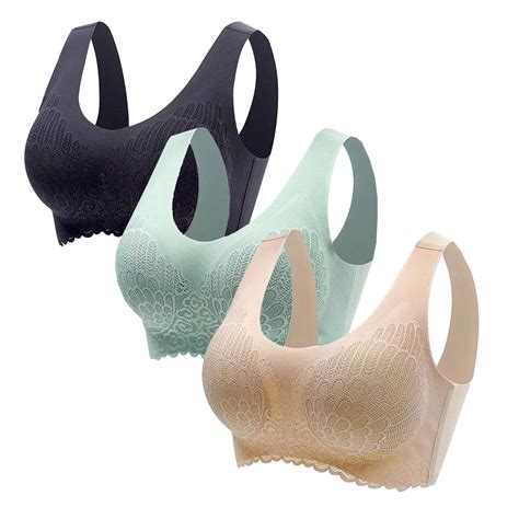 Dasayo Bra For Womens Full Coverage Wireless Lingeries 3pcs Cozy Push