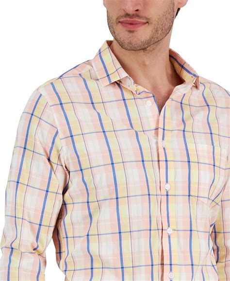 Club Room Mens Nila Classic Fit Plaid Button Down Tech Shirt Created