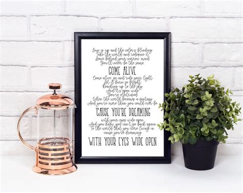 Printable Art COME ALIVE Greatest Showman Quote Song Lyrics | Etsy