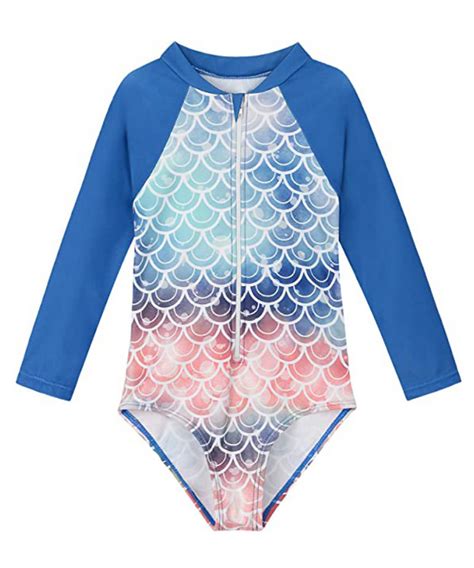 Urmagic Urmaic Toddler Little Girls Long Sleeve Rash Guard Zip Up One