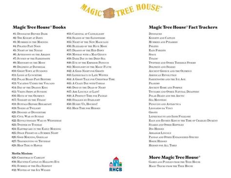 Magic Tree House Books In Order Printable List Free Printable