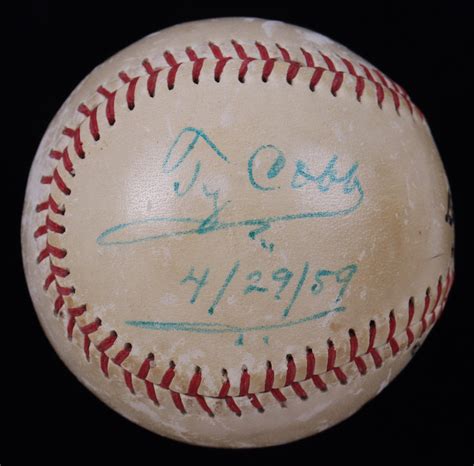 Ty Cobb Signed 1959 Baseball Inscribed 4 29 59 Beckett Pristine