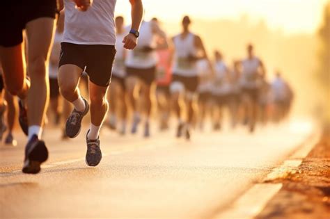 Premium Photo Marathon Running Race Many Runners Feet On Road Racing