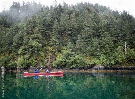 Father and son kayaking in Resurrection Bay, near Seward, Alaska Stock ...