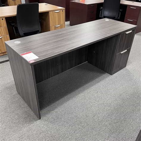 X Coastal Grey Credenza Desk With Pedestal File File Office