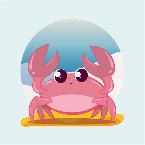 Caranguejo Desenho Fofo - ilustração em vetor ícone de desenho de personagem de caranguejo fofo ...
