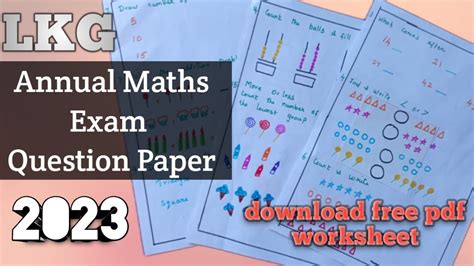 Nursery Maths Annual Exam Paper Lkg Maths Model Test Paper Cbsc