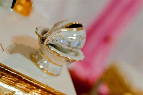 conch shell  golden  thai wedding ceremony  stock photo