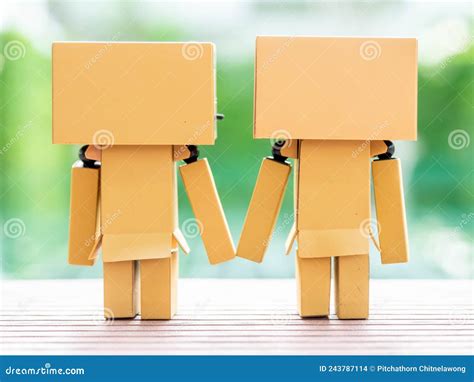 Two Danbo Dolls Play Good Feeling Together Editorial Stock Image