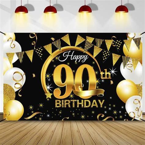 Deco Anniversaire 90 Ans Noir Or Banderole Anniversaire 90 Ans Banni