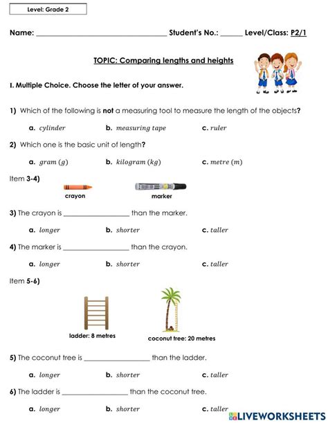 P2 1 Comparing Length Of The Objects Worksheet Live Worksheets