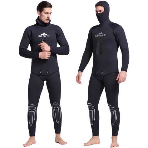 Sbart Men 3mm Neoprene Wetsuit Full Keep Warm Hooded Two Piece Suit