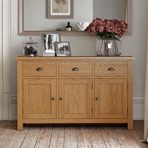 Ancroft Waxed Oak Large Sideboard Fully Assembled Oak World