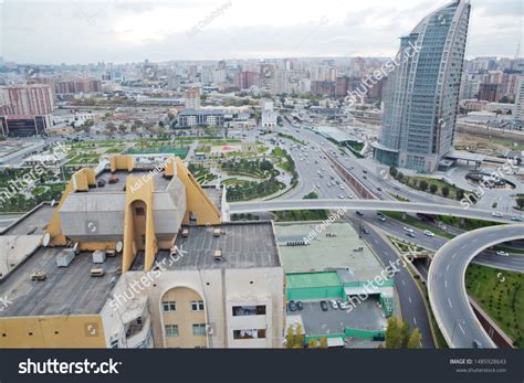 Azerbaijan Baku Bridges Roads Top View Stock Photo 1485928643