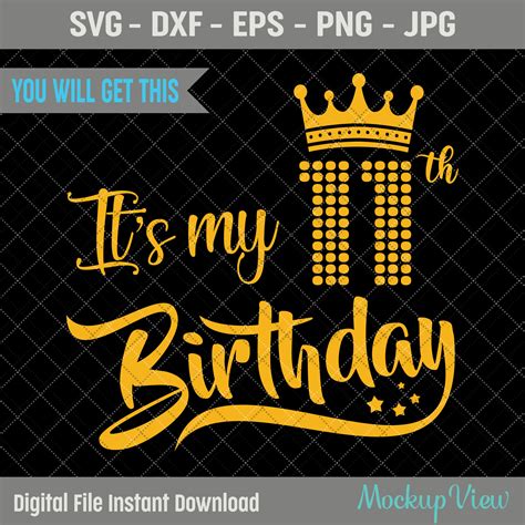 Its My 11th Birthday Svg Birthday Girl My 11th Birthday Etsy