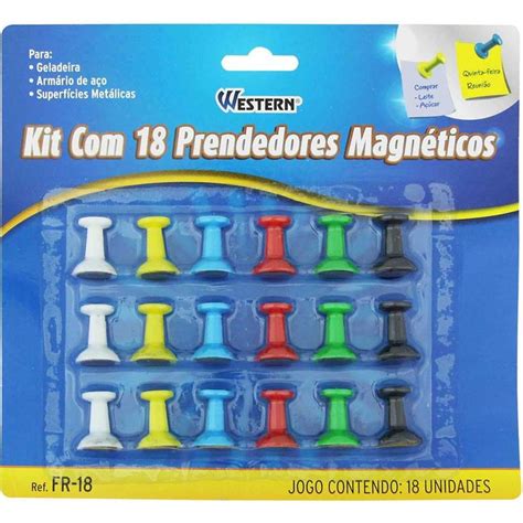 Botões Magnéticos Coloridos Tipo Mapa 15mm 18 Unidades Western