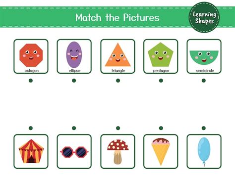 Premium Vector | Match the shapes with objects game for kids learning ...