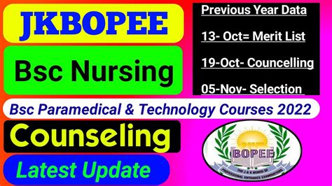 JKBOPEE B Sc Nursing Other Courses Counseling 2022 Latest Update