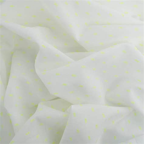 Tissu Voile De Coton Blanc Plumetis Jaune Fluo Oeko Tex Mercerine