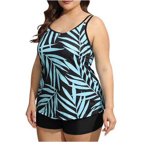 Kddylitq Two Piece Tankini Swimsuit For Women 2024 Summer Plus Size Bathing Suit Tank Top With