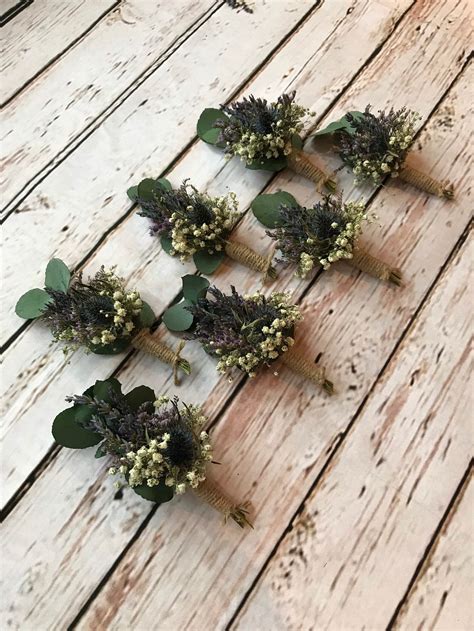 Beautiful Bespoke Wedding Buttonholes Dried Thistle Flowers Etsy Uk