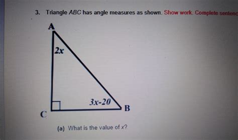 ASAP Please Triangle ABC Has Angle Measures As Shown Show Work