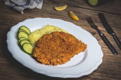 Recipe Of The Day Low Carb Chicken Schnitzel With Cucumber Salad And Tangy Mustard Sauce The