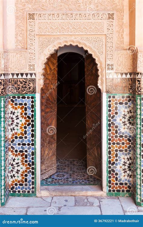 Interior Of Ali Ben Youssef Madrassa In Marrakech Morocco Editorial