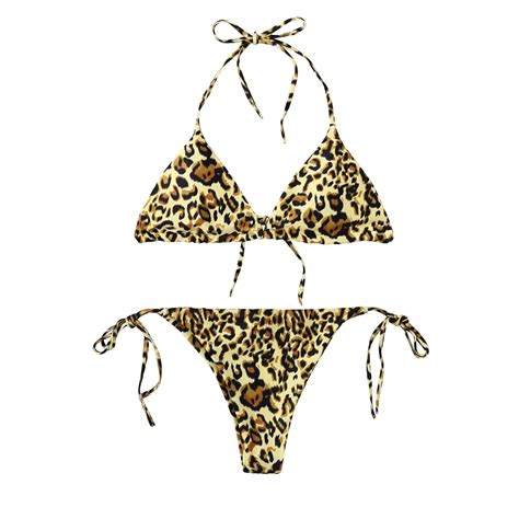 CHAMSGEND Sexy High Waist Bikini Set Women Leopard Print Bikini Set