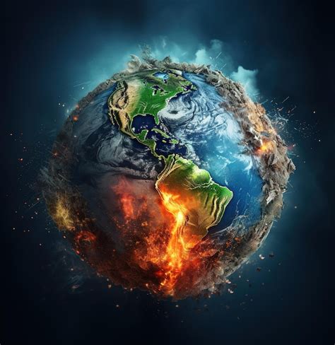 Premium AI Image | Apocalyptic vision digital image of planet Earth ...