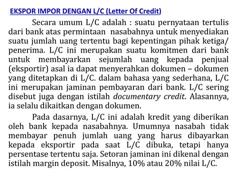 Prosedur Ekspor Dengan Letter Of Credit L C Materi EXPORT IMPORT