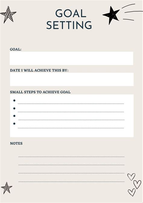 Printable PDF Goal Setting Worksheet Etsy