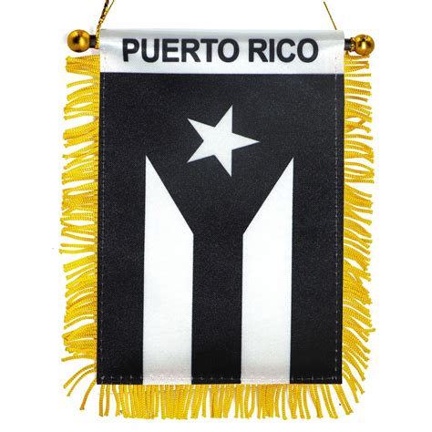 Anley 4 X 6 Inch Puerto Rico Fringy Window Hanging Flag Fringed