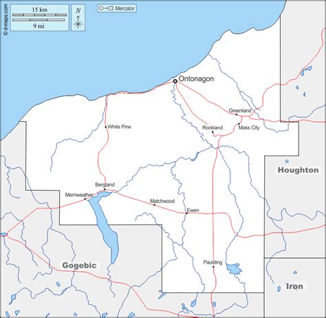 Comté d Ontonagon carte géographique gratuite carte géographique