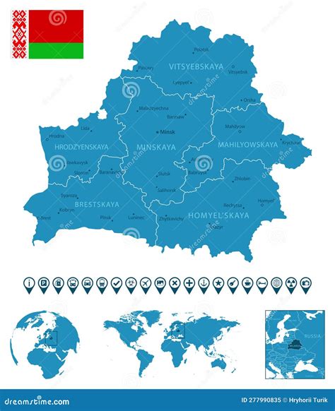 Infographic For Belarus Detailed Map Of Belarus With Flag Cartoon