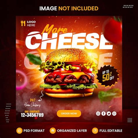 Premium Psd Burger Restaurant Social Media Post Psd Template