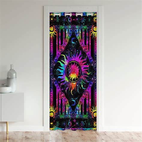 Sun Moon Blackout Curtain Rainbow Tie Dye Door Curtain For Doorway