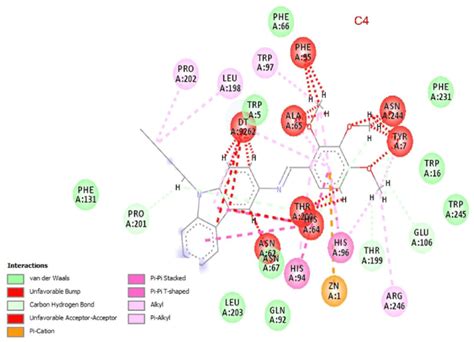 Two Dimensional Binding Interaction Between Compound C4 And HCA II