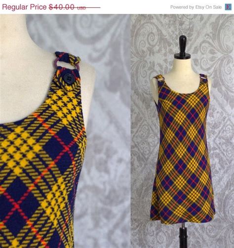 Vintage 1960s Dress Jumper 60s Dress Plaid By Sassysistervintage