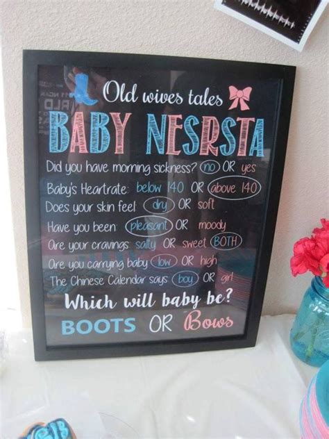 Old Wives Tales Chalkboard Gender Reveal Ideas Gender Etsy