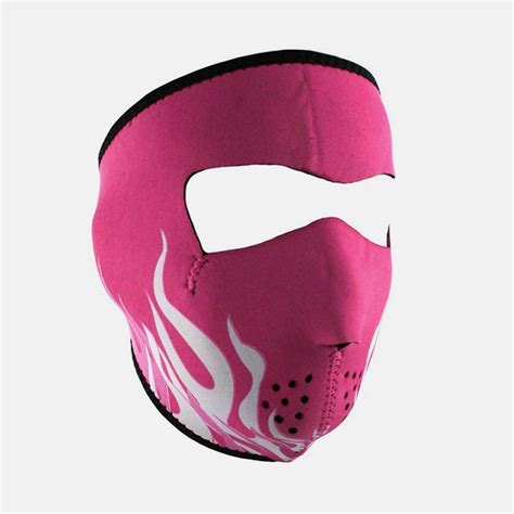 Pink And White Flames Graphical Neoprene Full Face Mask Tanga